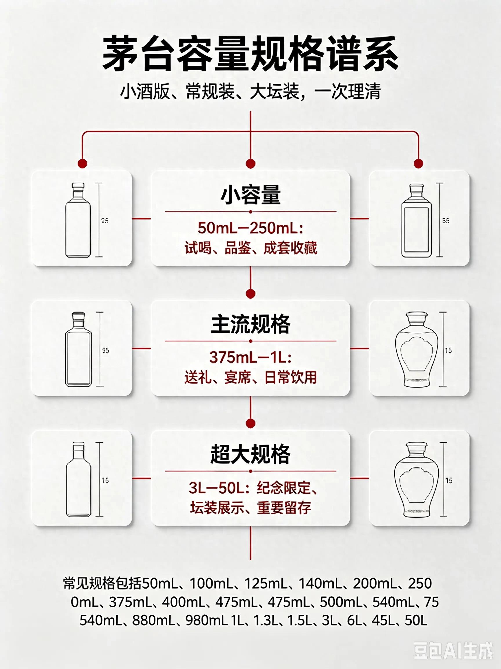 别只认500ml一斤装茅台!从50ml小酒到50L巨坛,规格全梳理