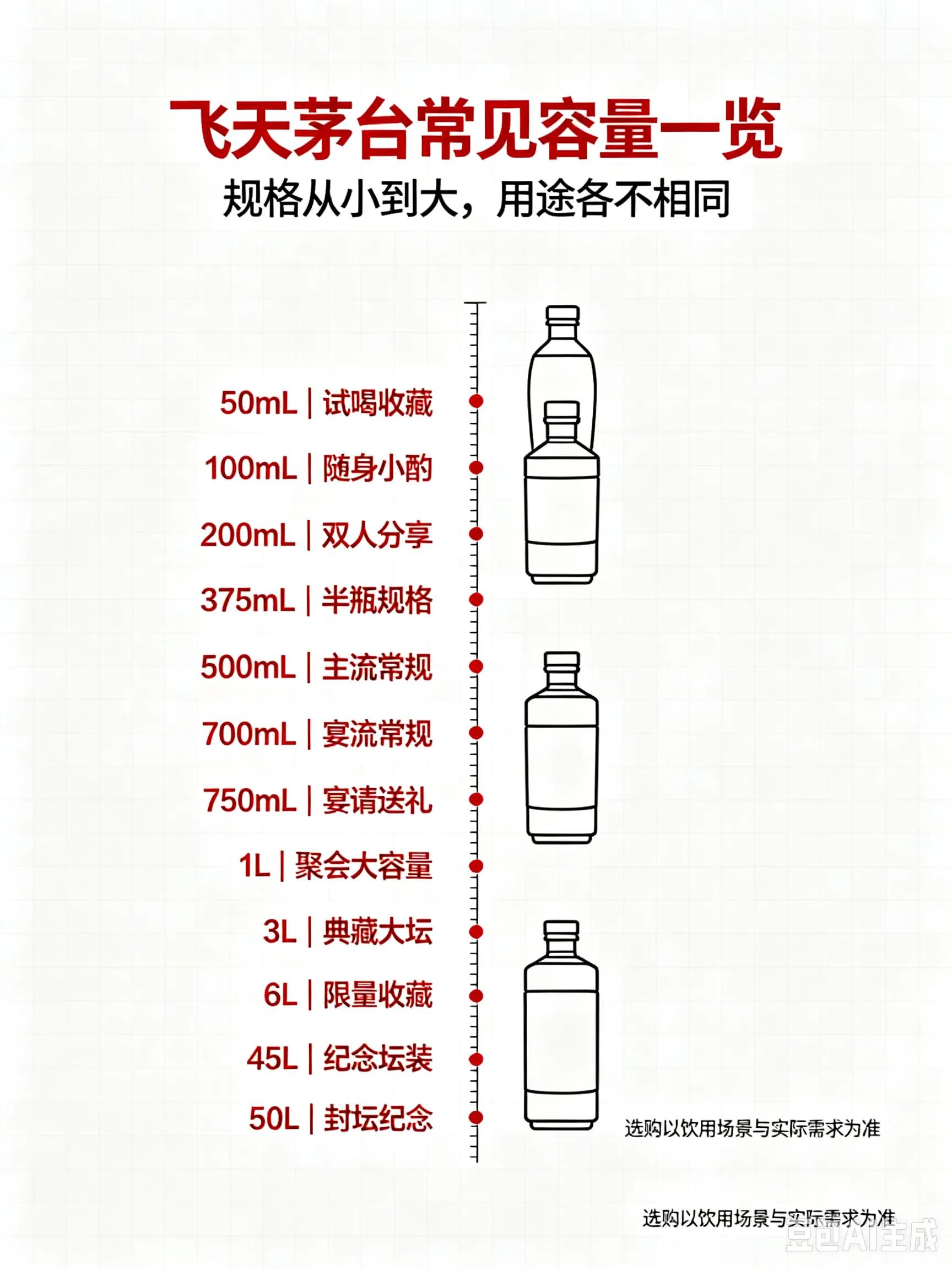 别只认500ml一斤装茅台!从50ml小酒到50L巨坛,规格全梳理