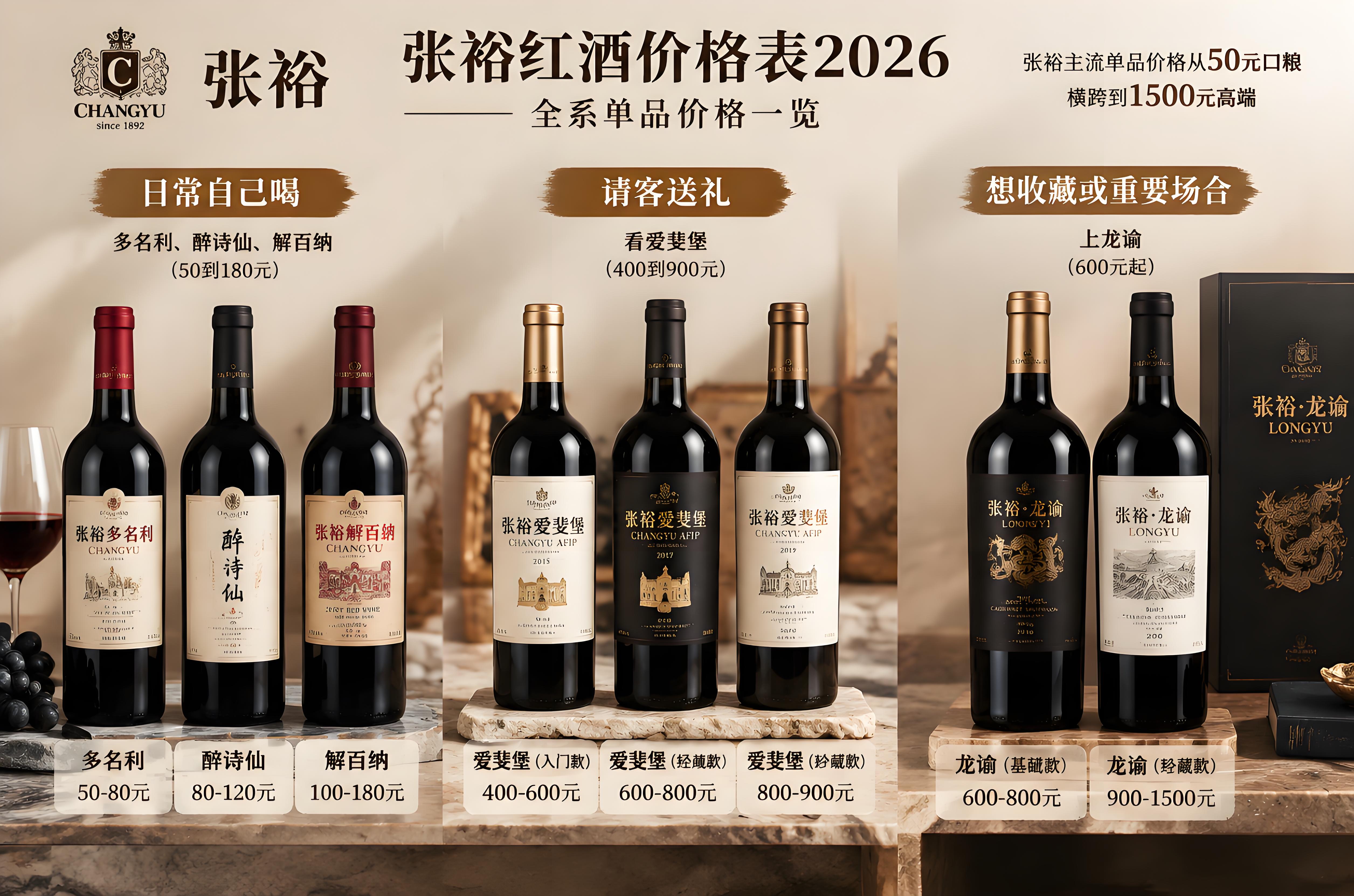 张裕红酒价格表2026:全系单品价格一览