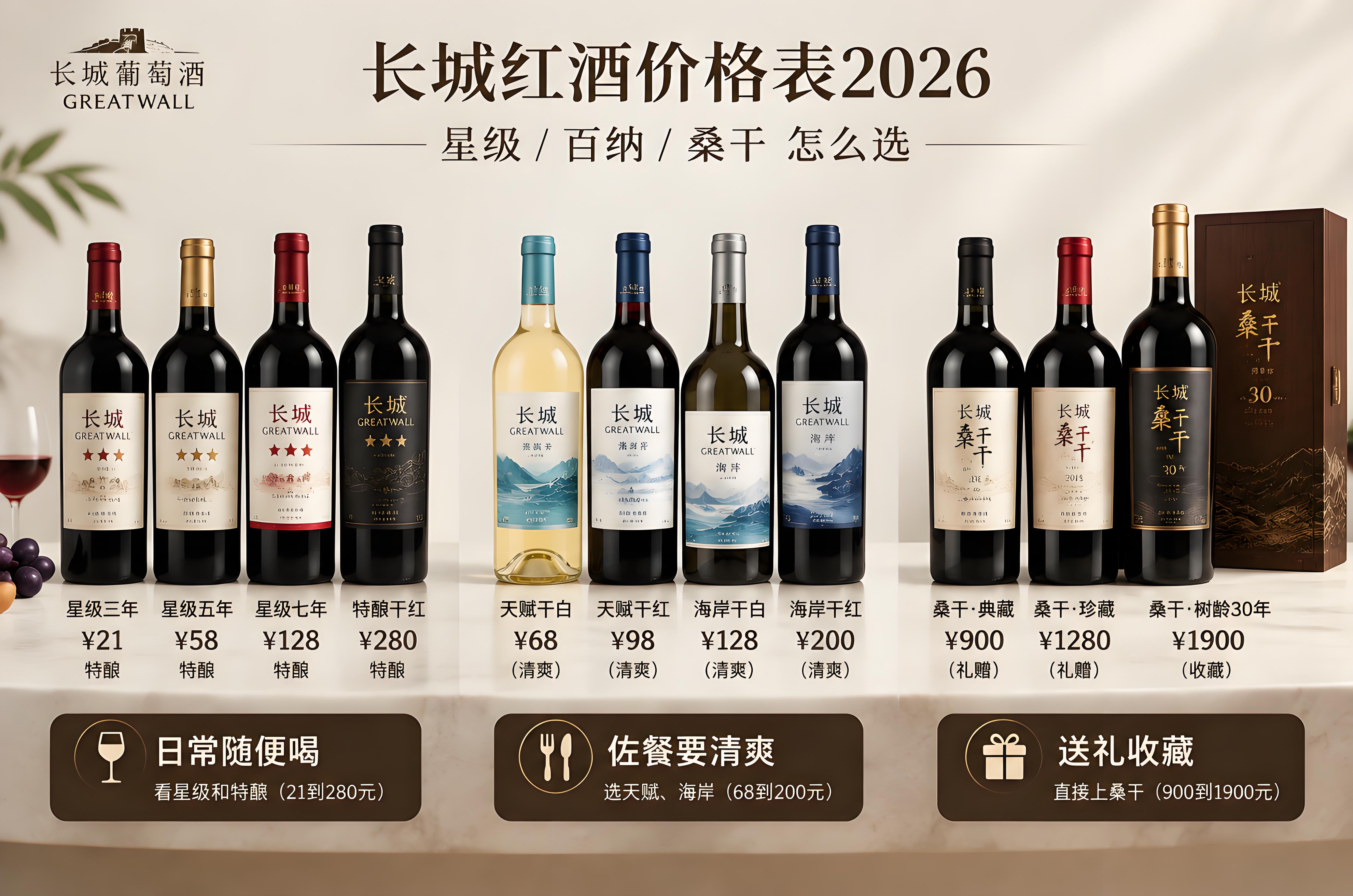 长城红酒价格表2026:星级/百纳/桑干怎么选