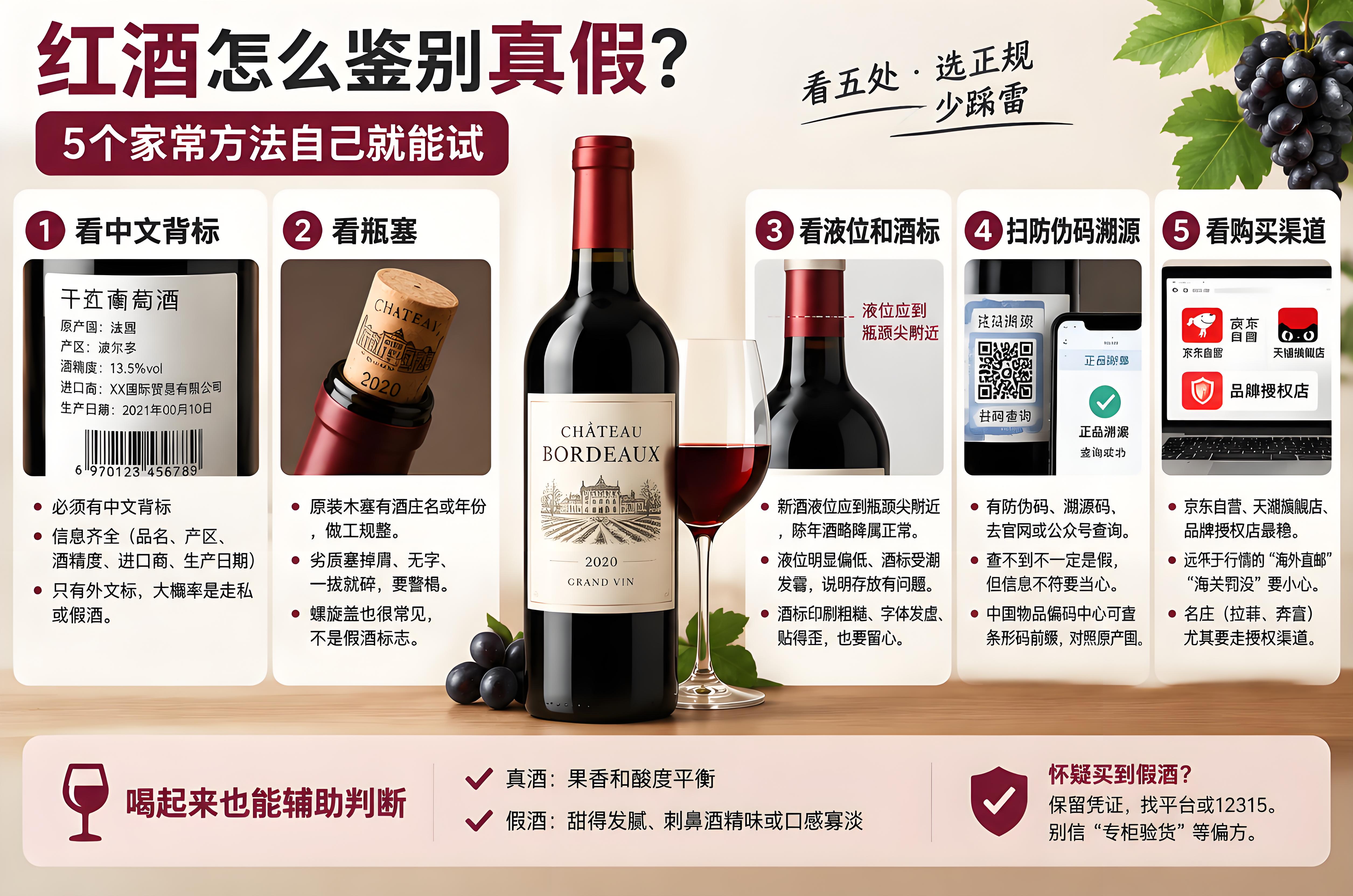 红酒怎么鉴别真假:5个家常方法自己就能试(2026)