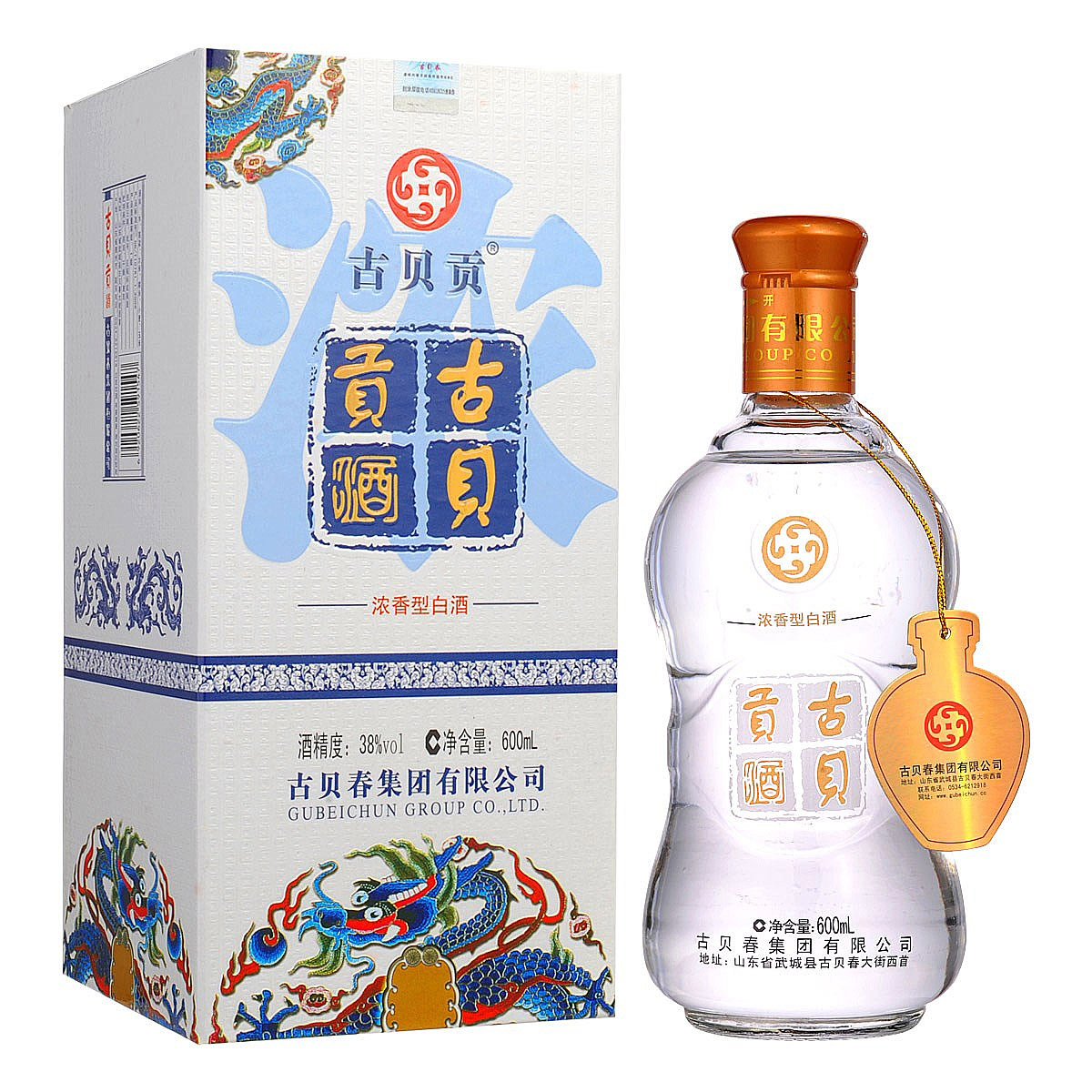 古贝春古贝贡38度600毫升（白盒）